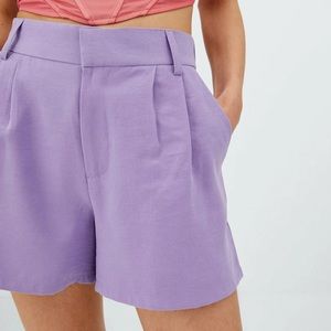 Stradivarius Purple Pleated Shorts